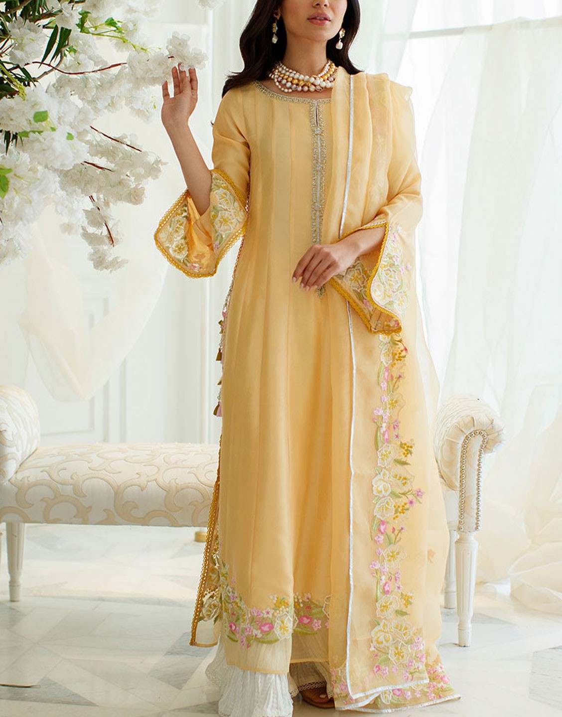 Farah Talib Aziz Luxury Pure Silk Party Wear Dress | FTA-EDO22-11