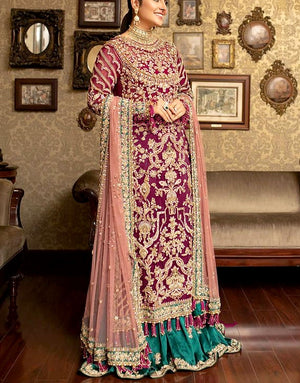Handwork Heavy Embroidered Net Bridal Wear Dress 2024