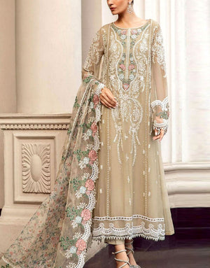 Heavy Embroidered Chiffon Wedding Dress with Emb. Organza Dupatta