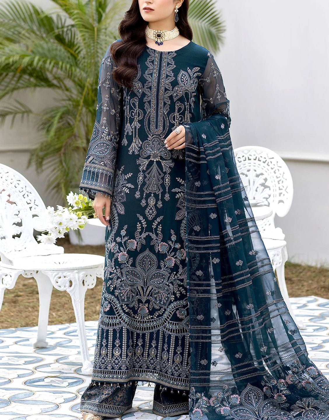 Luxury Handwork Heavy Embroidered Organza Wedding Dress