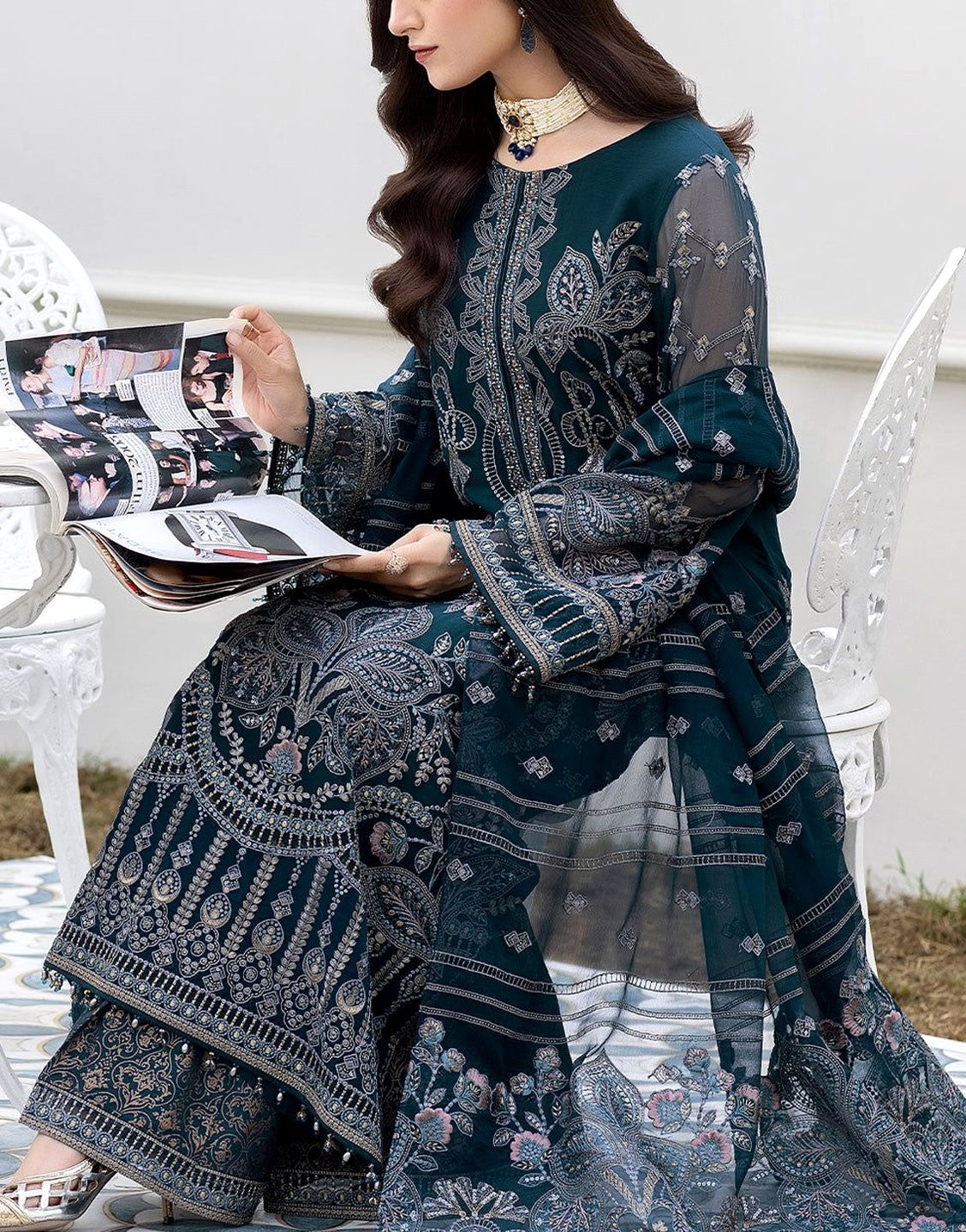 Luxury Handwork Heavy Embroidered Organza Wedding Dress