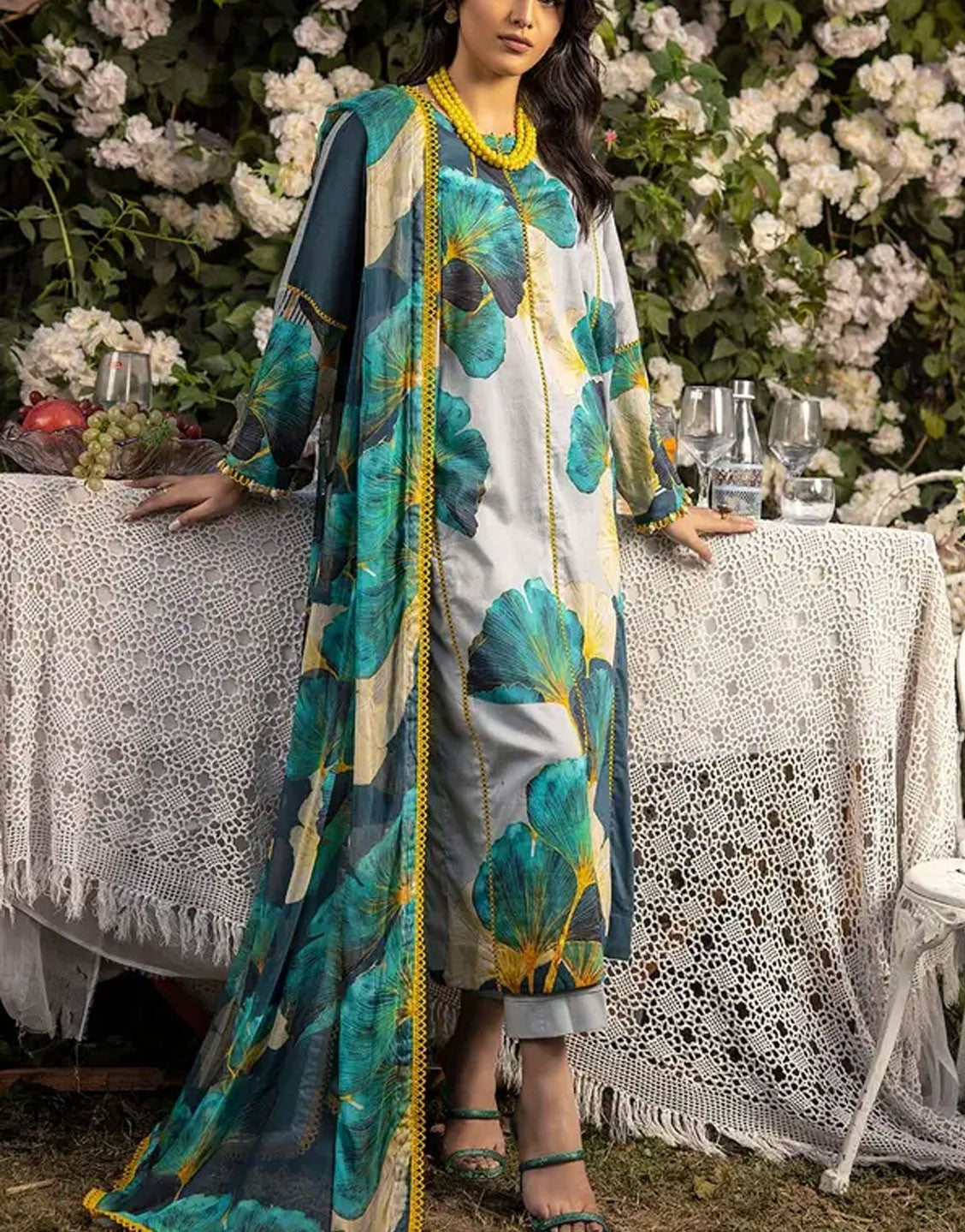 Gul Ahmed Printed Lawn Unstitched with Chiffon Dupatta | BM-42010