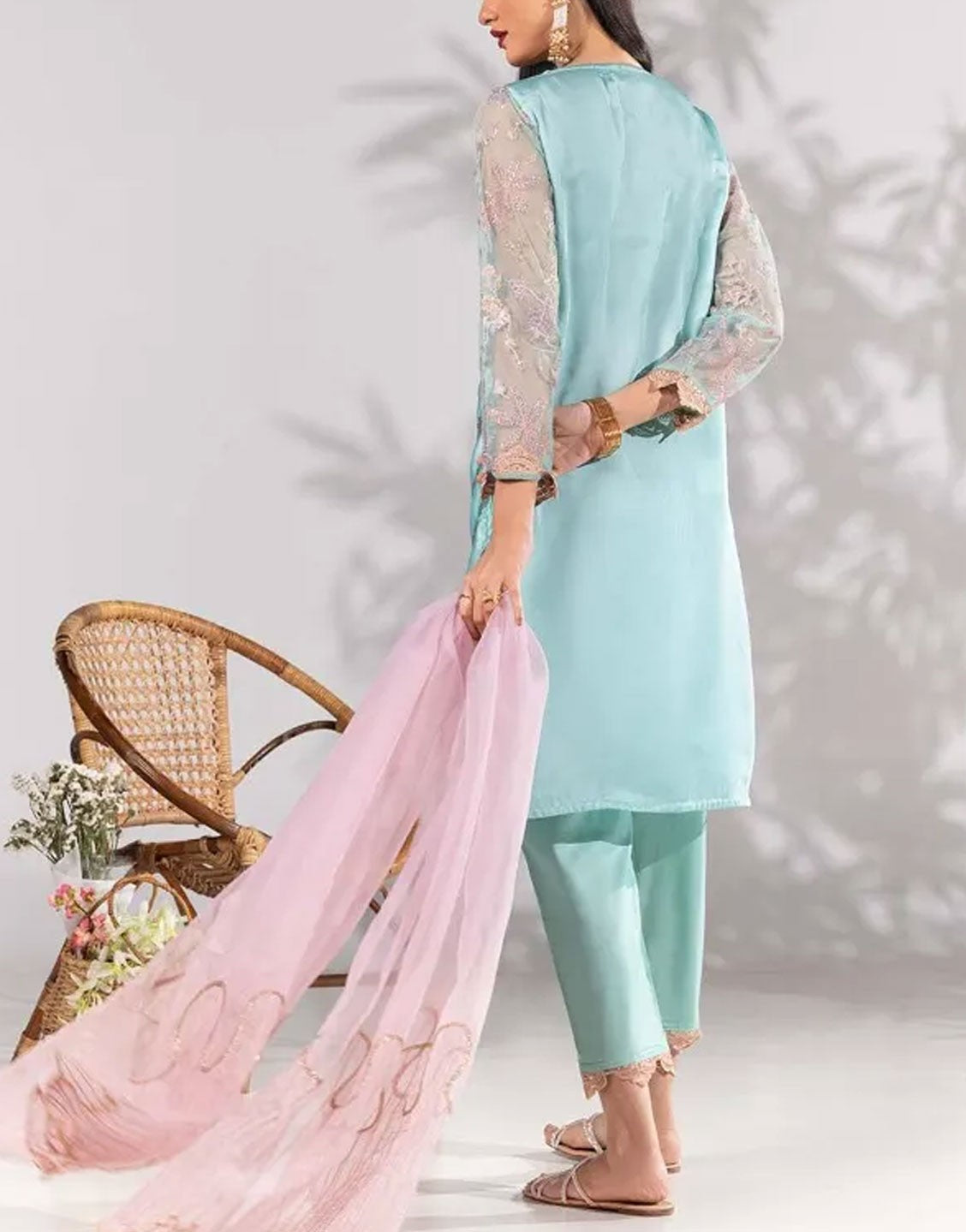 Gul Ahmed 3PC Embroidered Shamooz Silk Dress | ILP-23-239