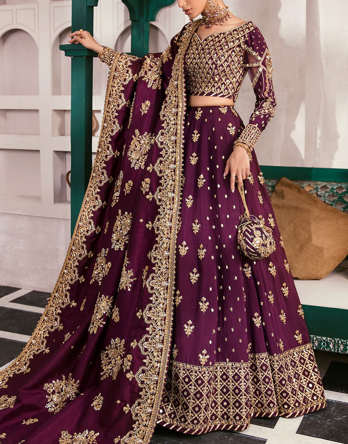 Gulaal Luxury Embroidered Lehenga Choli Dress | Shazminah GL-WS-22V1-31