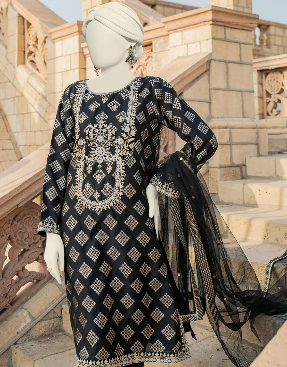 Junaid Jamshed 3PC Fancy Jacquard Dress | JJPW-S-JPS-24-3918