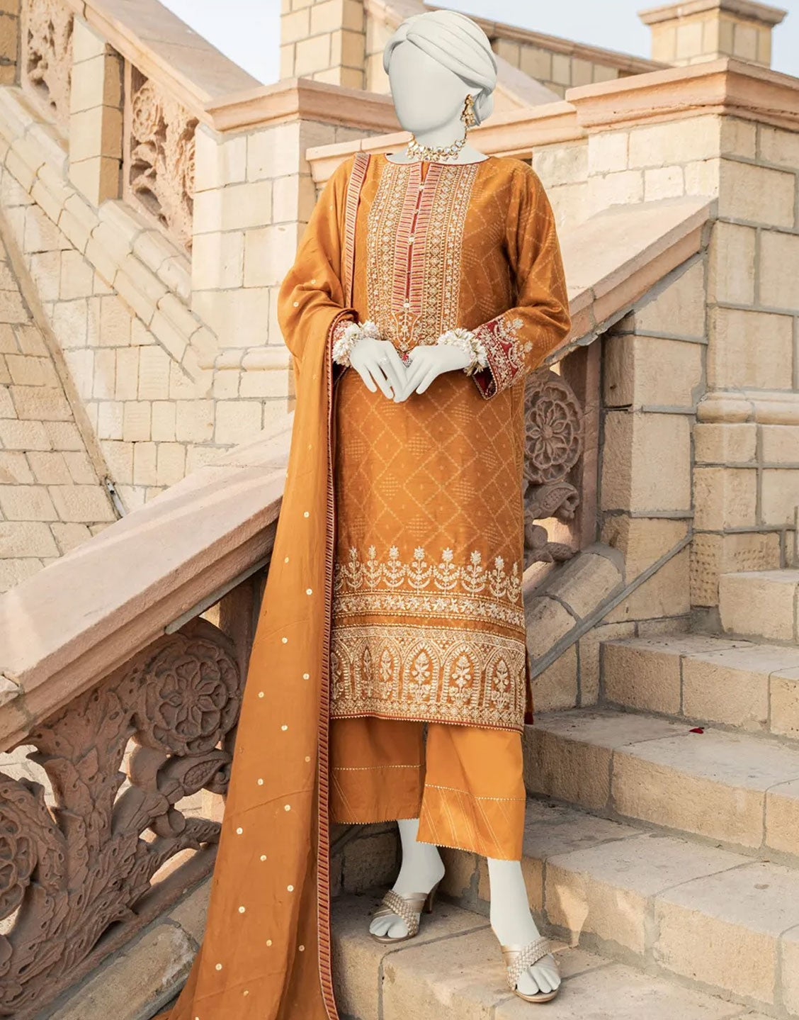 Junaid Jamshed 3PC Stitched Cotton Net Dress | JJPW-S-JPS-24-3917