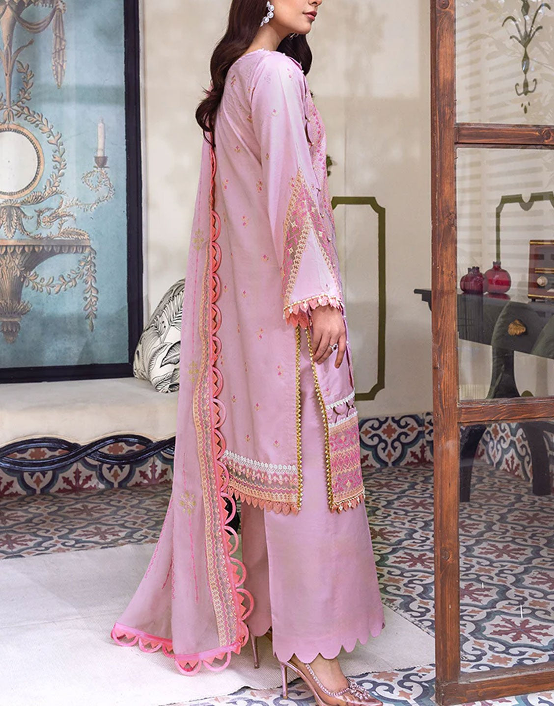 Lala Textiles Embroidered Summer Lawn Dress | Ocean LS-011