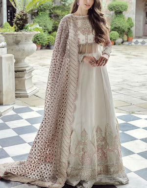 Maryam Hussain Organza Embroidered Maxi Dress | Laleh LF23-04