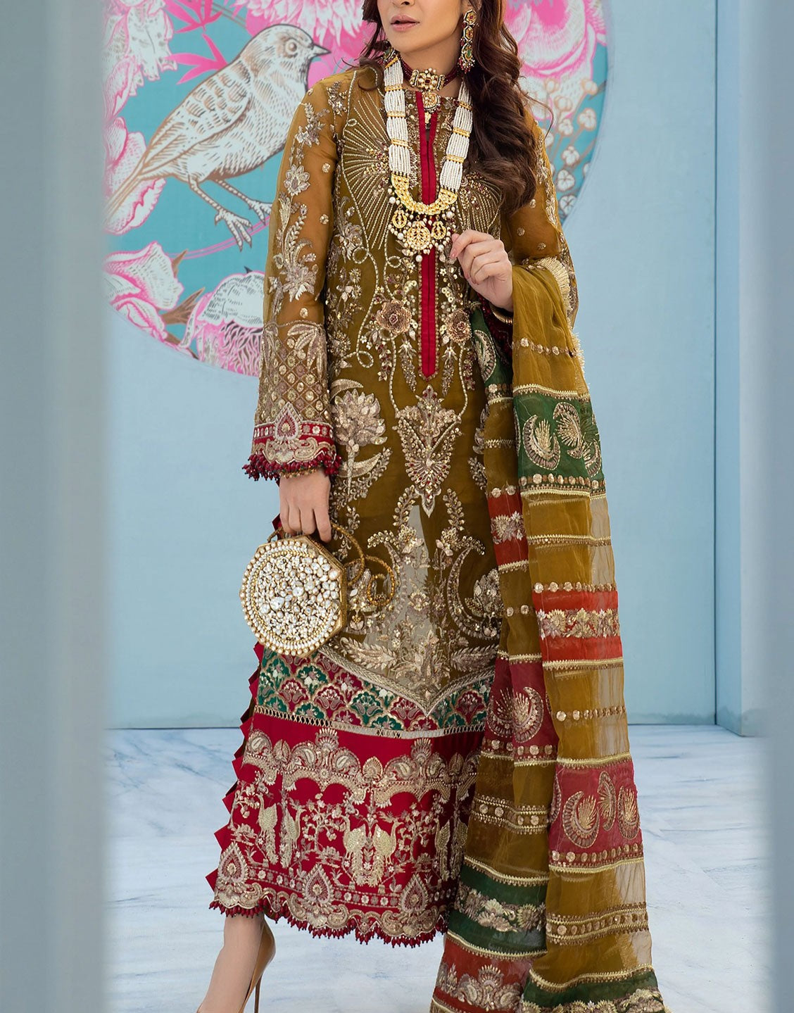 Maryam Hussain Luxury Organza Wedding Maxi Dress | HINA WD-03