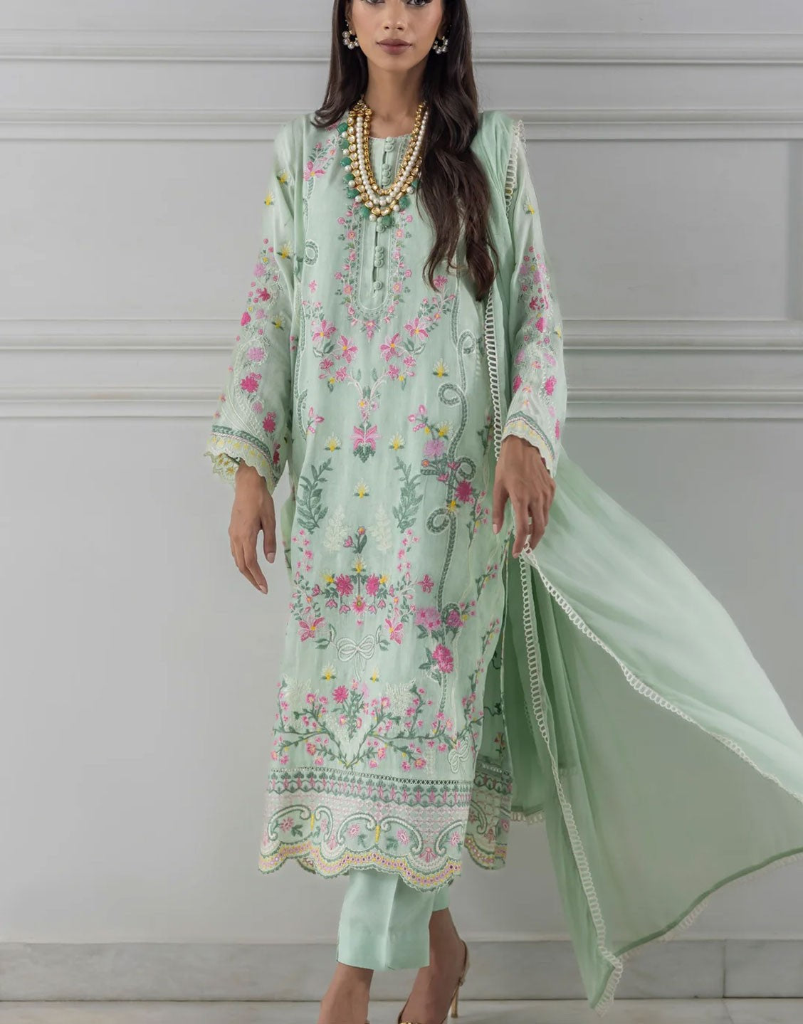 Mina Hasan Fancy Embroidered Cotton Dress | MHR-012