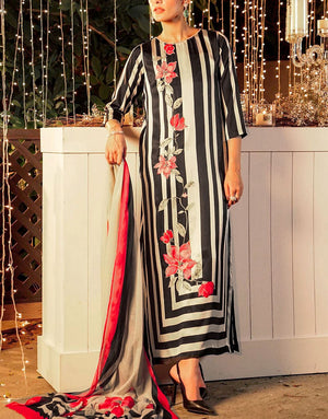 Digital Print Embroidered Silk Dress 2024 with Silk Dupatta
