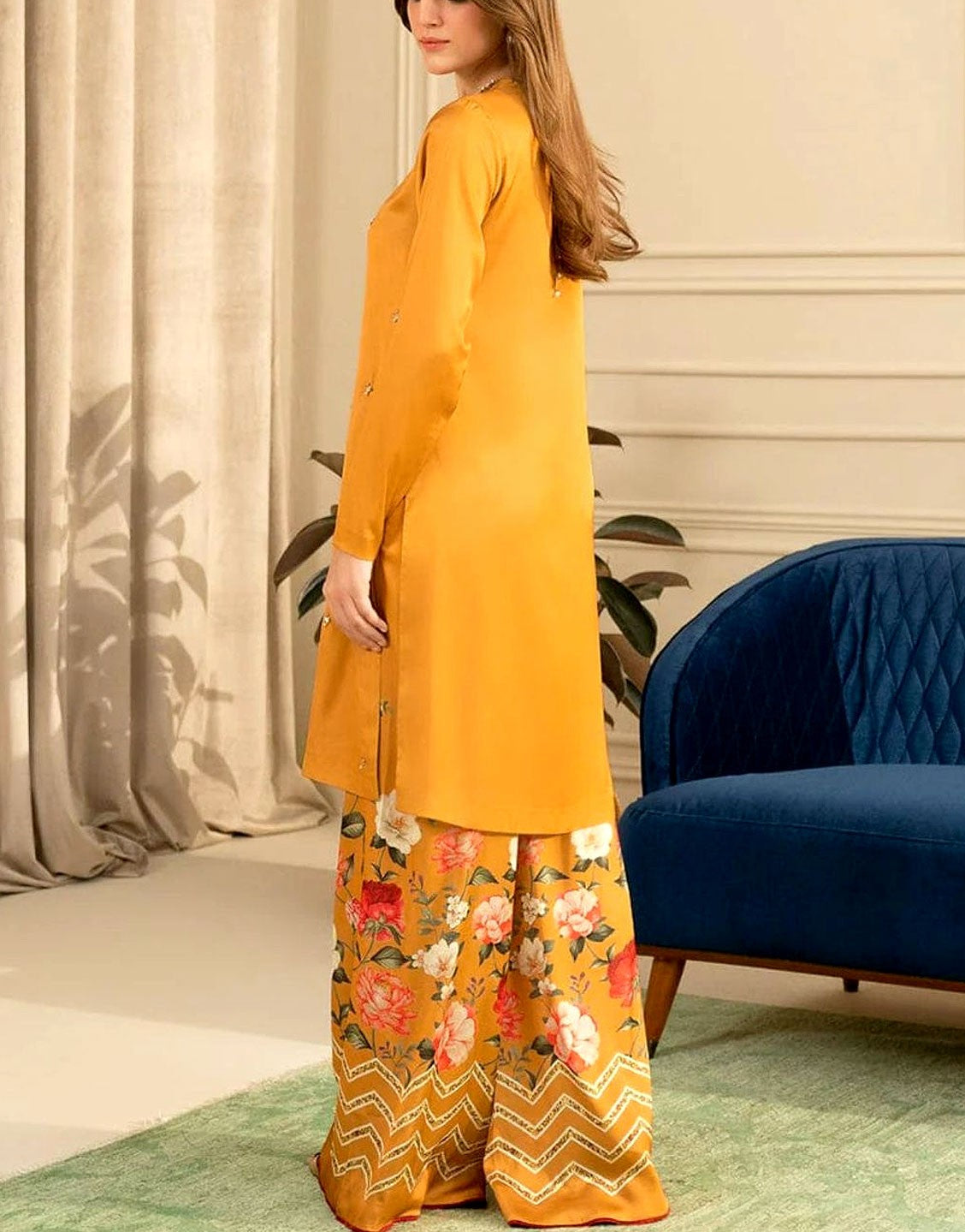 Trendy Embroidered Silk Party Wear Dress with Silk Dupatta