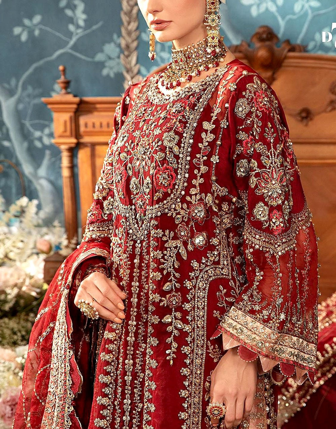 Luxurios Handwork Heavy Embroidered Organza Bridal Dress