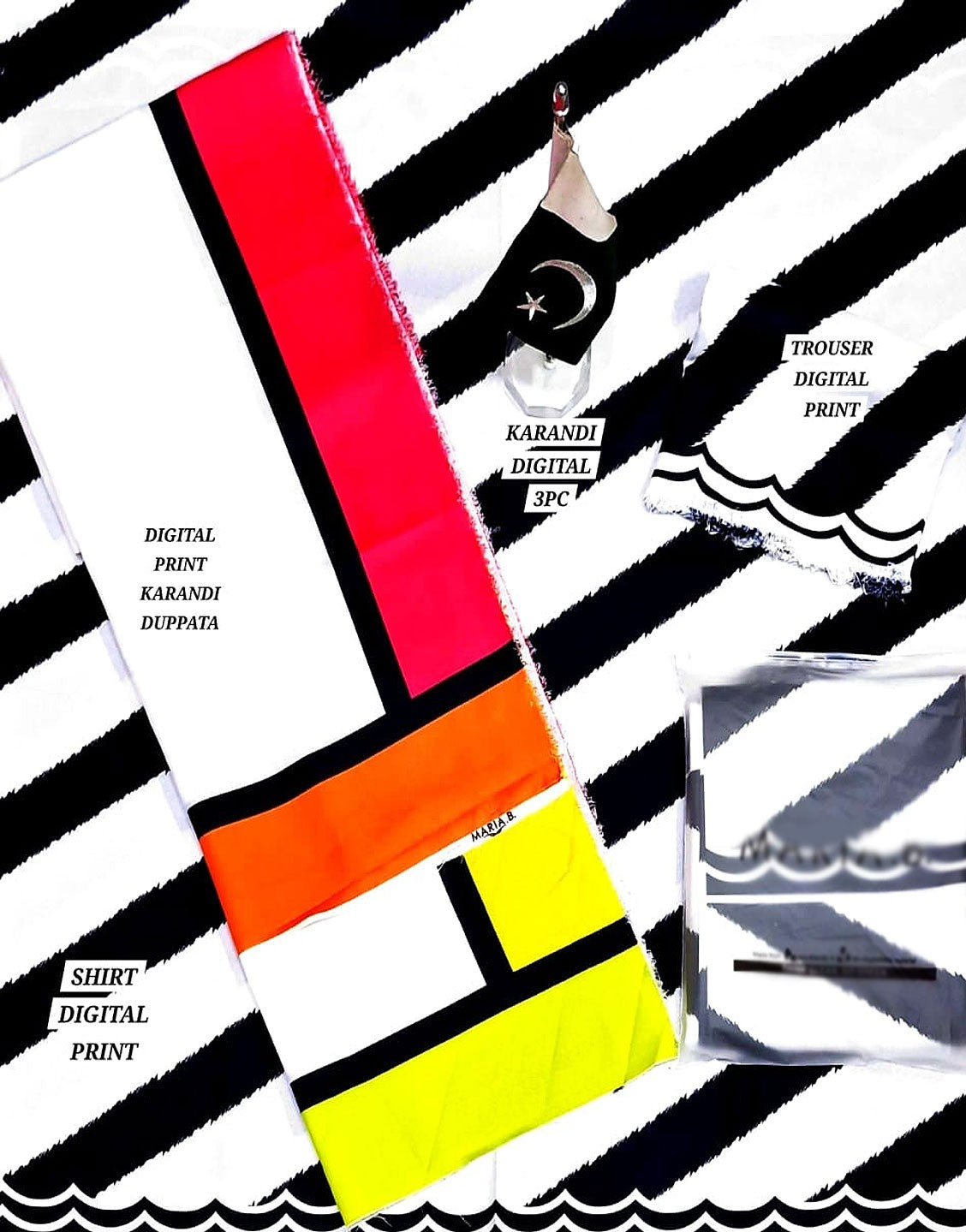 All-Over Digital Print Karandi Dress with Karandi Dupatta