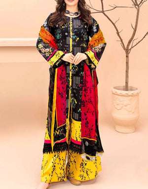 All-Over Digital Print Woolen Linen Suit 2024 with Linen Dupatta