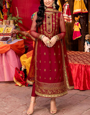 Elegant Embroidered Fancy Chiffon Party Wear Dress