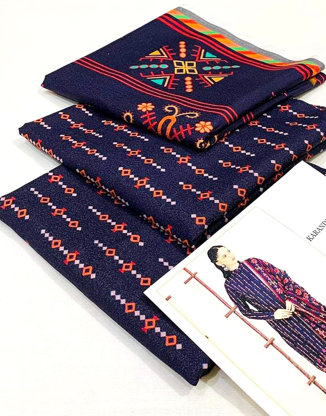 Digital All-Over Print Karandi Suit with Karandi Dupatta