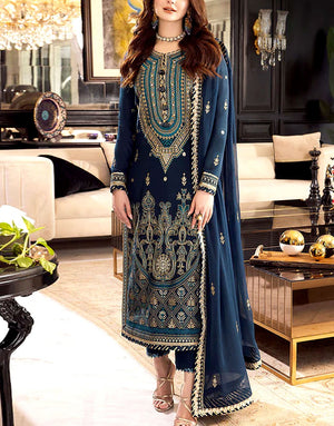 Heavy Embroidered Chiffon Wedding Wear Dress 2024