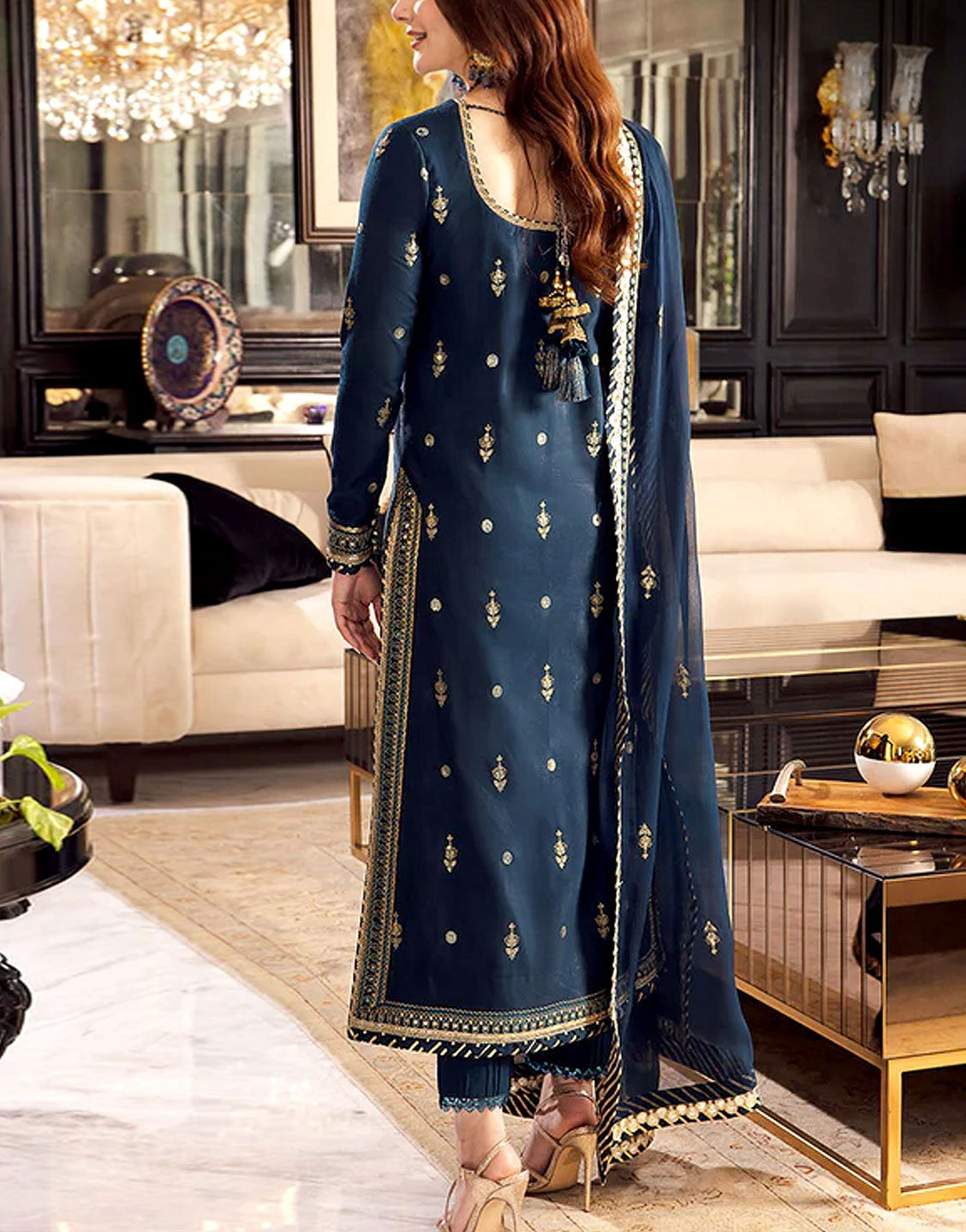 Heavy Embroidered Chiffon Wedding Wear Dress