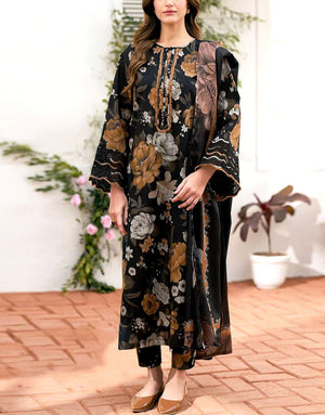 All-Over Digital Print Dhanak Dress with Dhanak Shawl