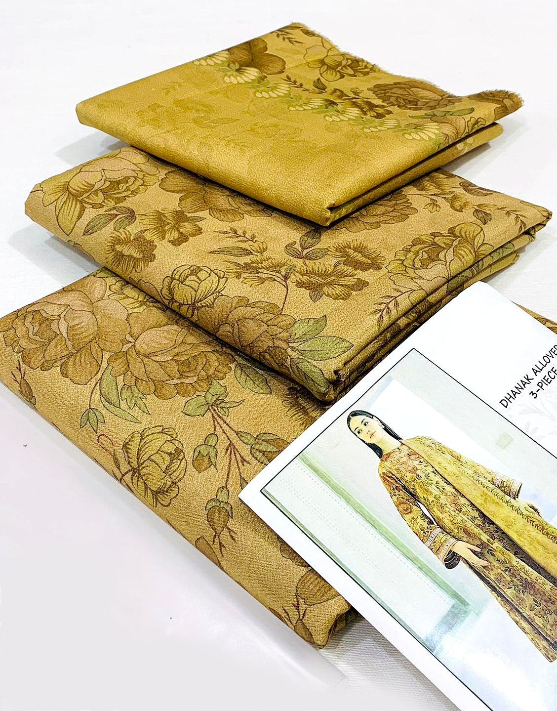 All-Over Digital Print Dhanak Dress with Dhanak Shawl