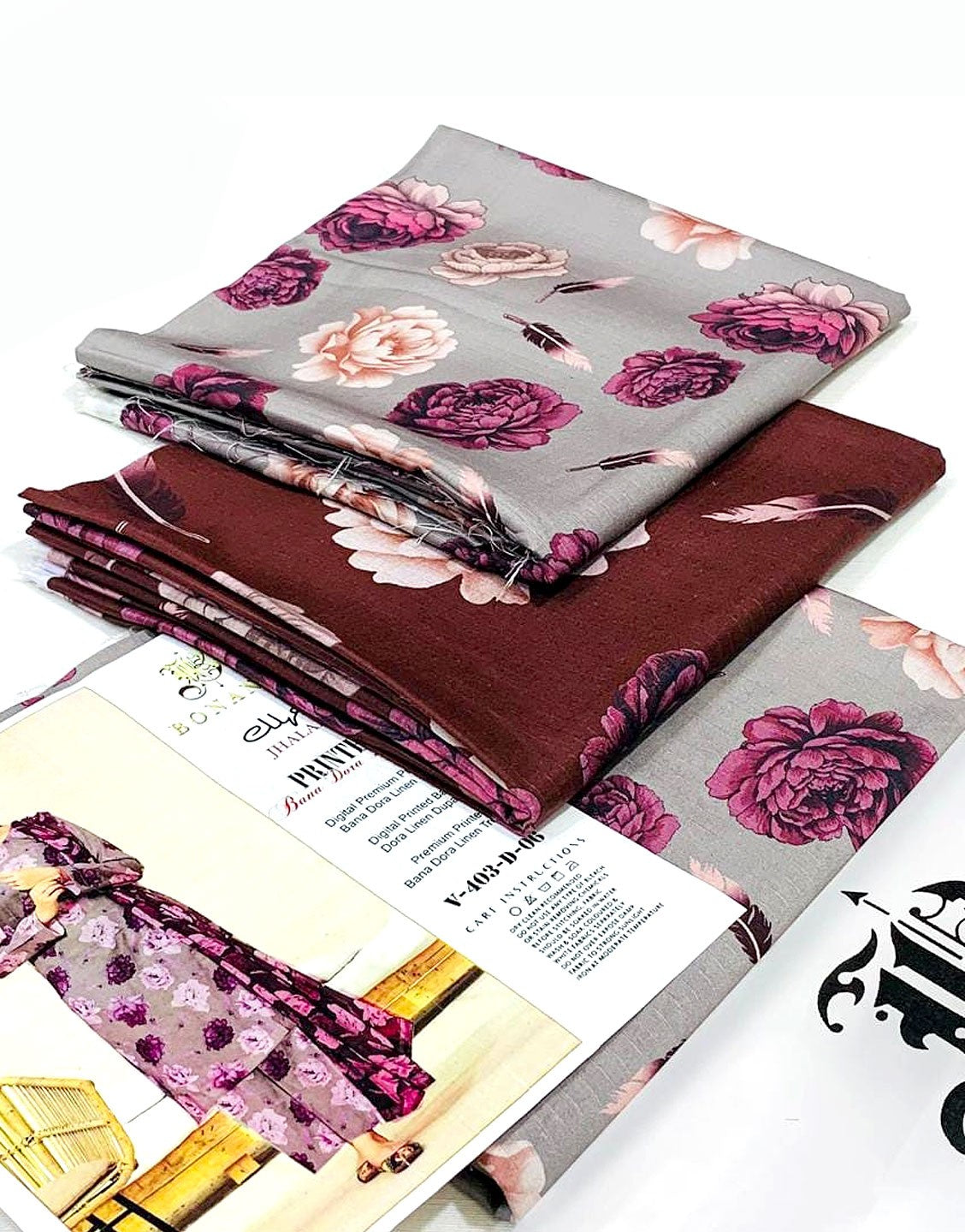 All-Over Digital Print Linen Dress with Linen Dupatta