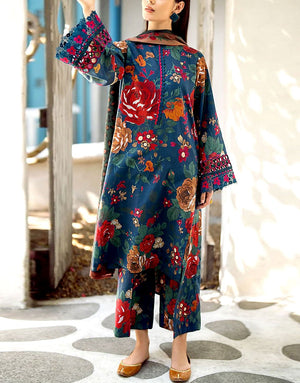 All-Over Digital Print Linen Dress 2024 with Linen Dupatta