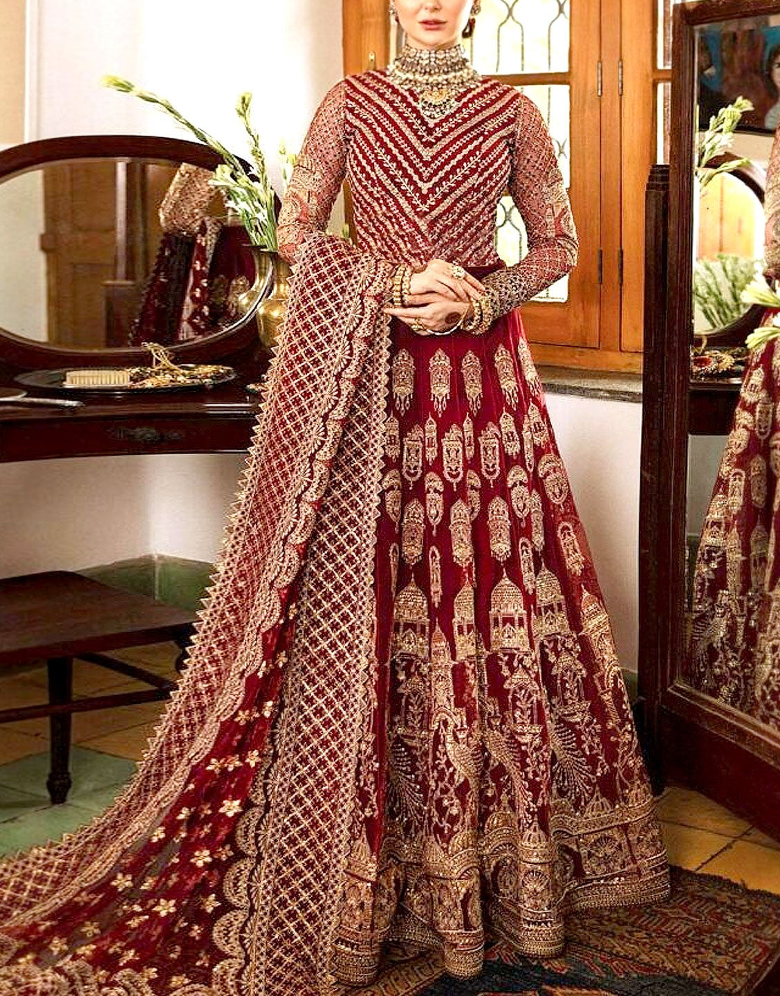 Heavy Embroidered Net Bridal Maxi Dress with Emb. Net Dupatta Best Price Online in Pakistan Heavy Embroidered Net Bridal Maxi Dress with Emb. Net Dupatta Best Price Online in Pakistan
