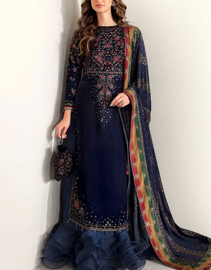 Luxury Heavy Embroidered Velvet Dress with Emb. Chiffon Dupatta
