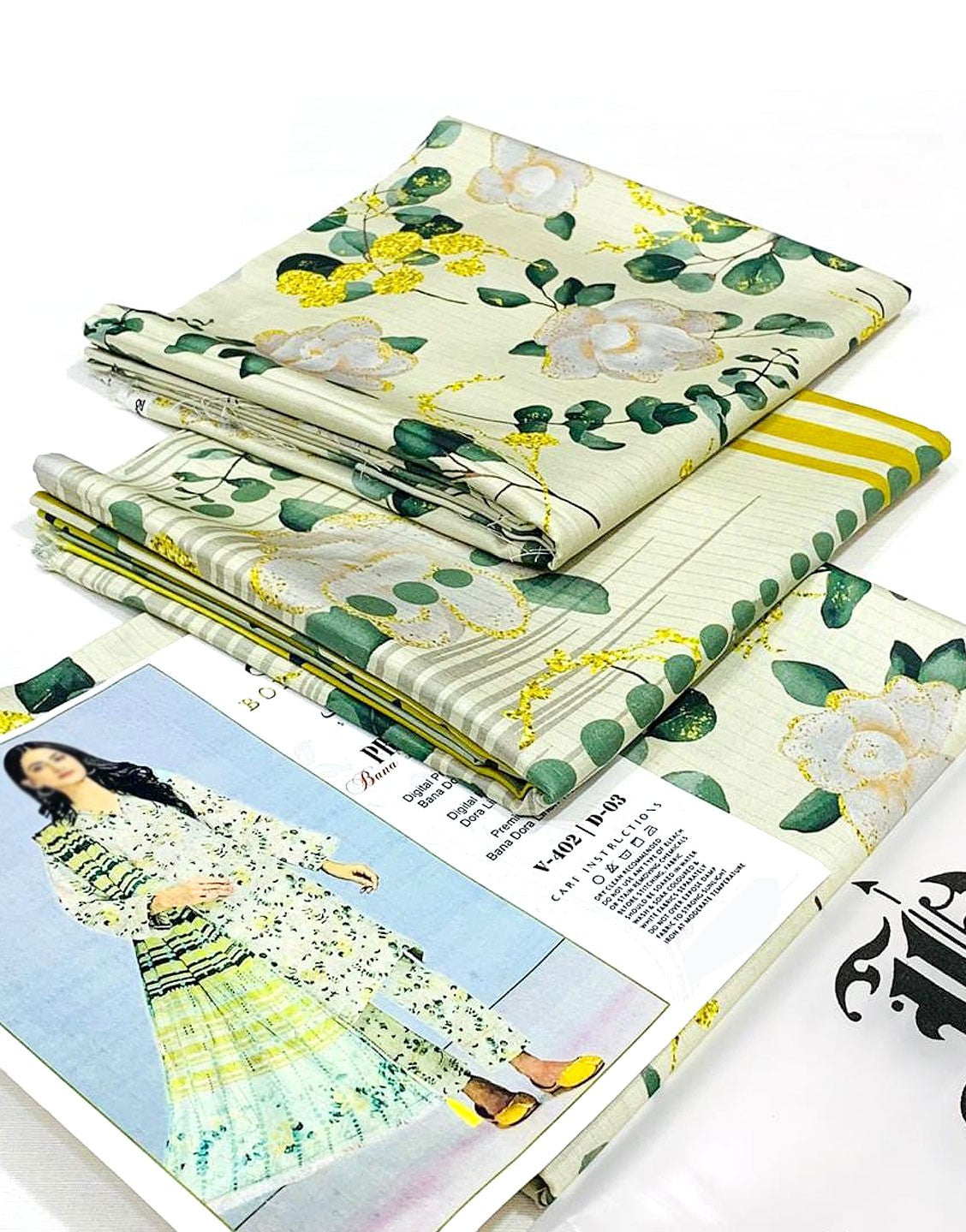 All-Over Digital Print Linen Dress with Linen Dupatta