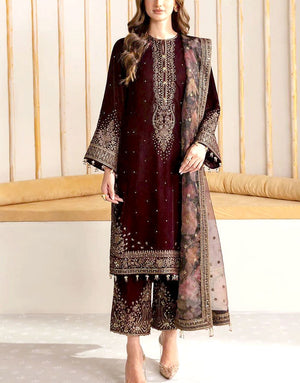 Luxury Heavy Embroidered Velvet Wedding Dress with Emb. Silk Trouser