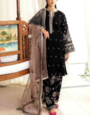 Heavy Embroidered Velvet Party Wear Dress with Emb. Organza Dupatta