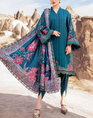 Heavy Embroidered Dhanak Dress 2024 with Wool Shawl