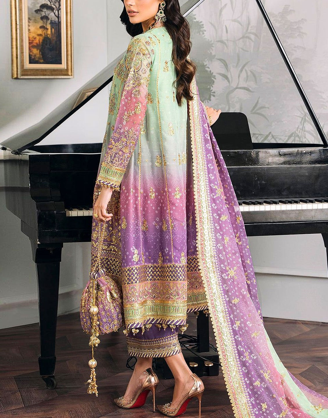 Luxury Handwork & Heavy Embroidered Chiffon Wedding Dress