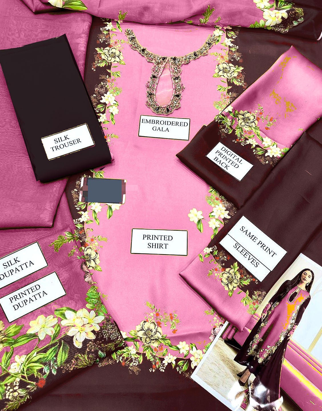 Digital Print Silk Party Wear Suit with Silk Dupatta