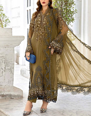 3D Handwork Heavy Embroidered Chiffon Wedding Dress 2024