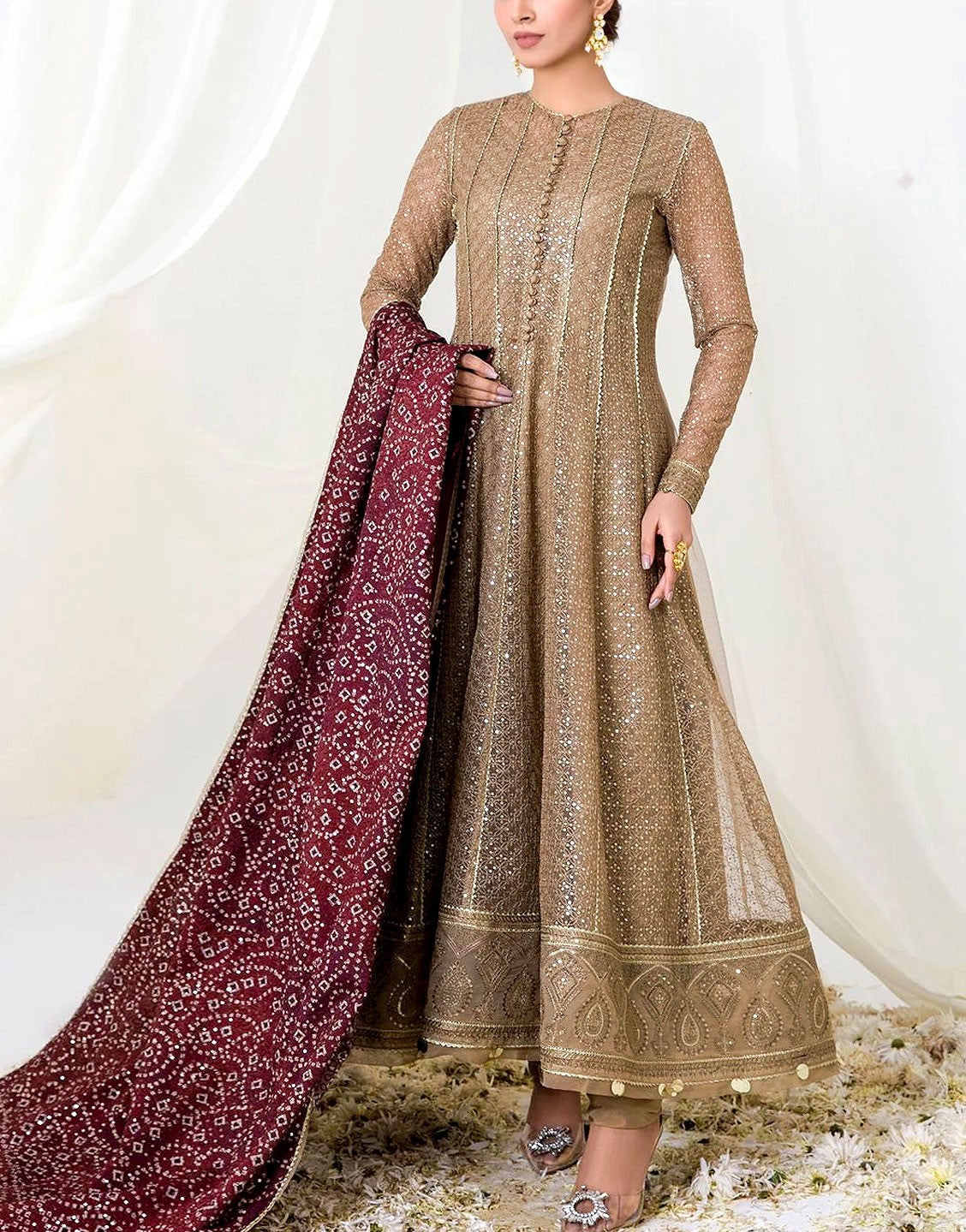 Luxurious Heavy Embroidered NET Bridal Maxi with Raw Silk Dupatta