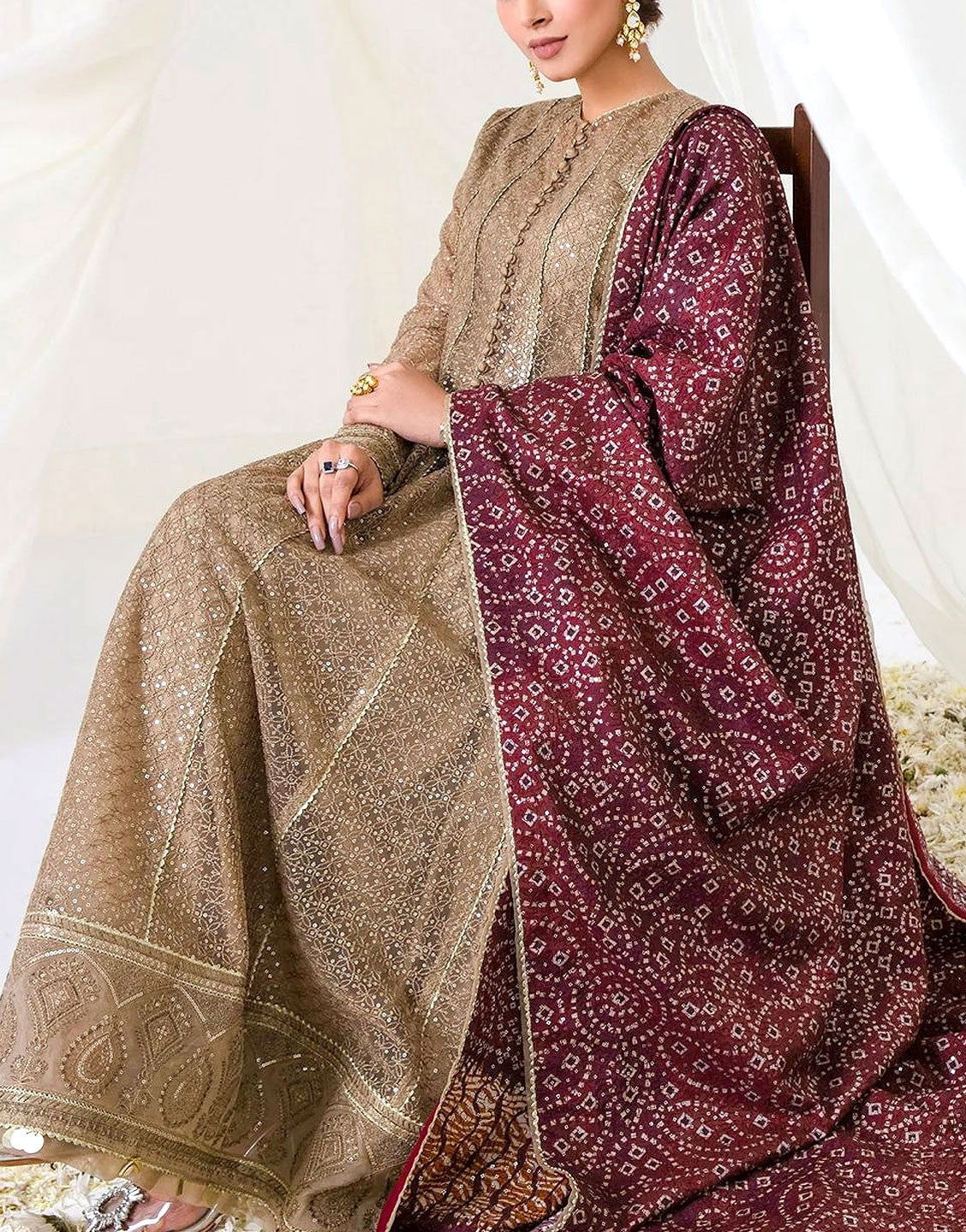 Luxurious Heavy Embroidered NET Bridal Maxi with Raw Silk Dupatta