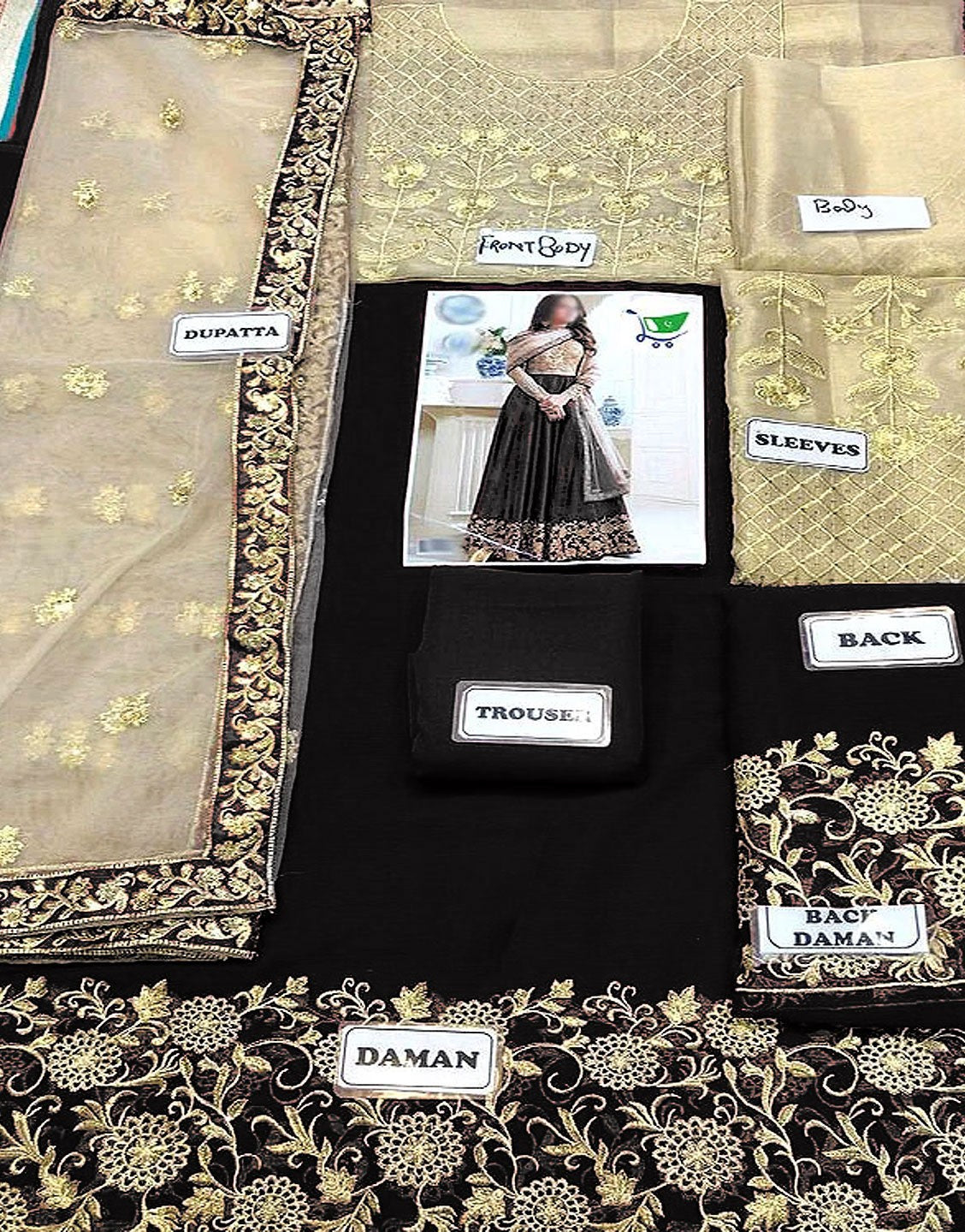 Indian Embroidered BLACK Chiffon Maxi Dress