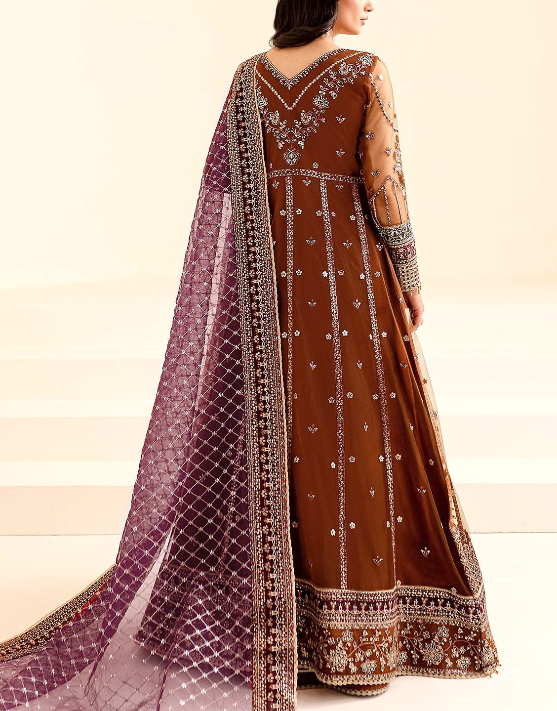 Luxurious Handwork Heavy Embroidered NET Bridal Maxi Dress