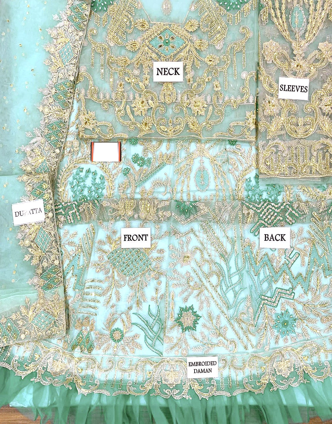 Luxurious Heavy Embroidered with Handwork Bridal NET Maxi Dress