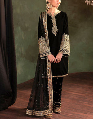 Fancy Embroidered Velvet Party Wear Dress with NET Dupatta