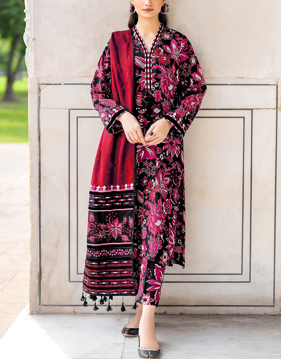 All-Over Digital Print Lawn Dress with Voil Lawn Dupatta