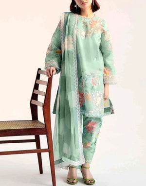 Trendy Embroidered EID Lawn Dress with Chiffon Dupatta