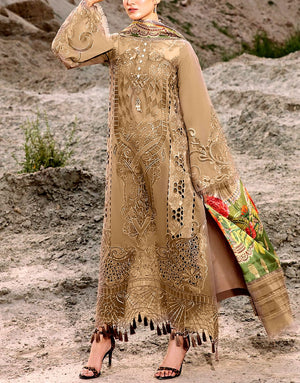 Luxury Schiffli Embroidered Cotton Dress with Digital Print Silk Dupatta