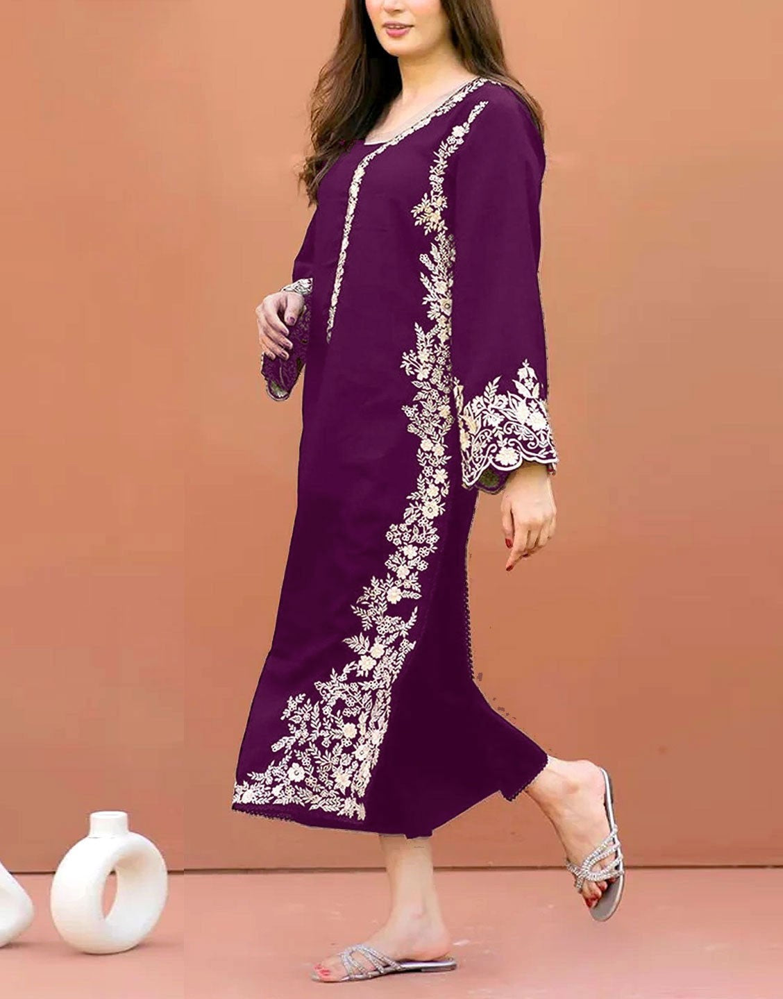 Elegant 2-Piece Embroidered Summer Lawn Dress