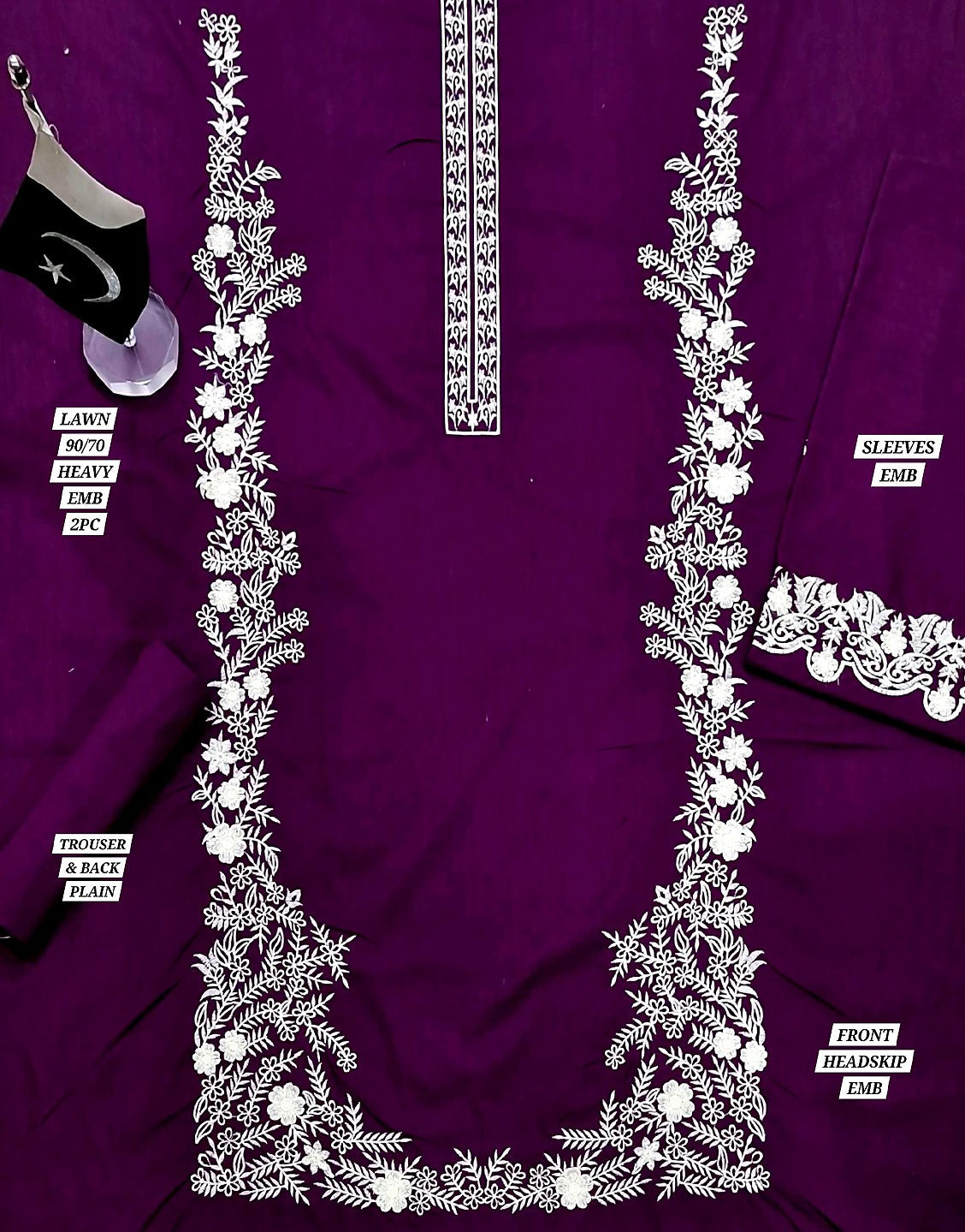 Elegant 2-Piece Embroidered Summer Lawn Dress