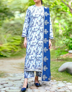 All-Over Digital Print Lawn Dress with Swiss Zari Dupatta