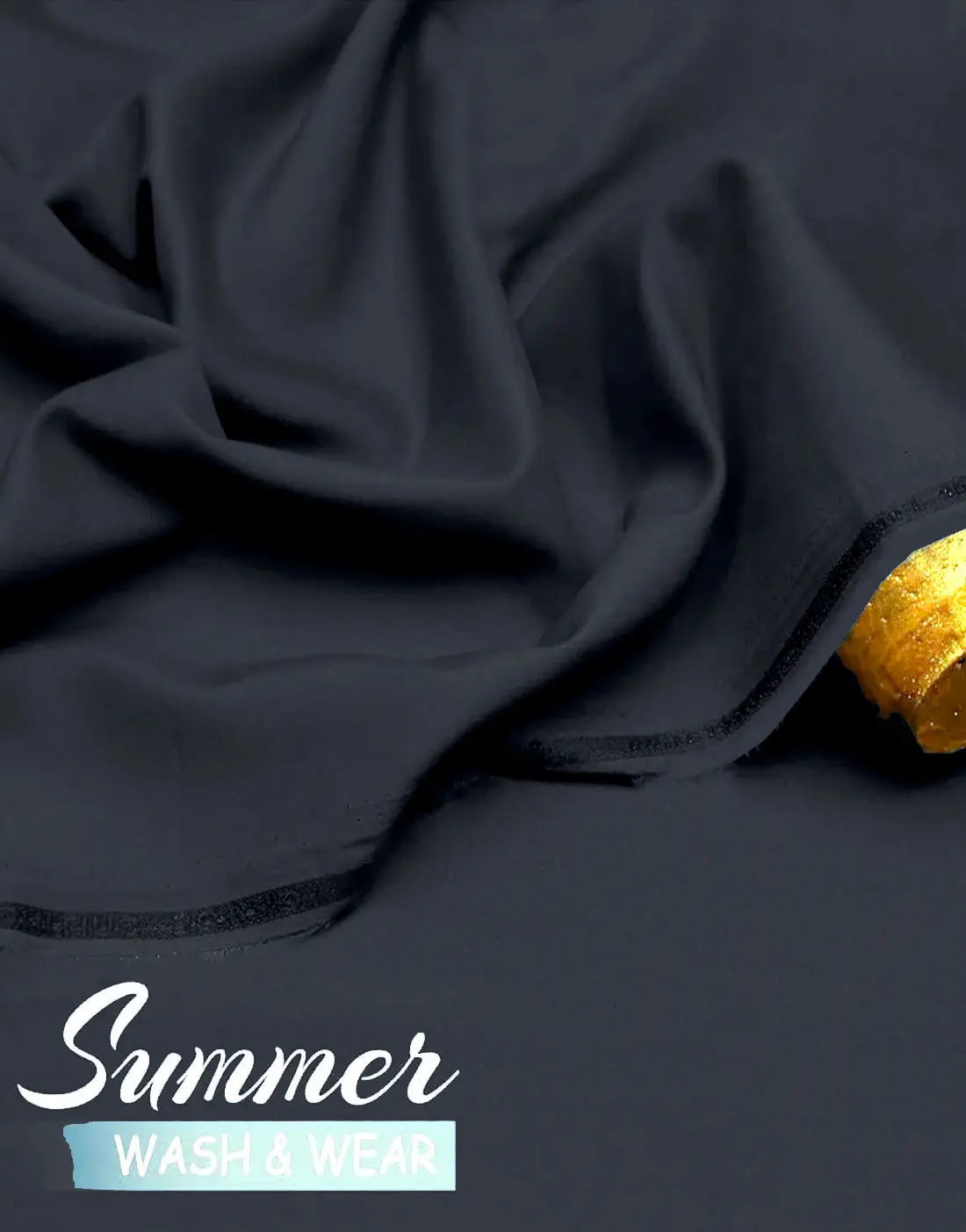Italian Boski Black Wash & Wear Men’s Shalwar Kameez – Unstitched Formal & Eid Suit