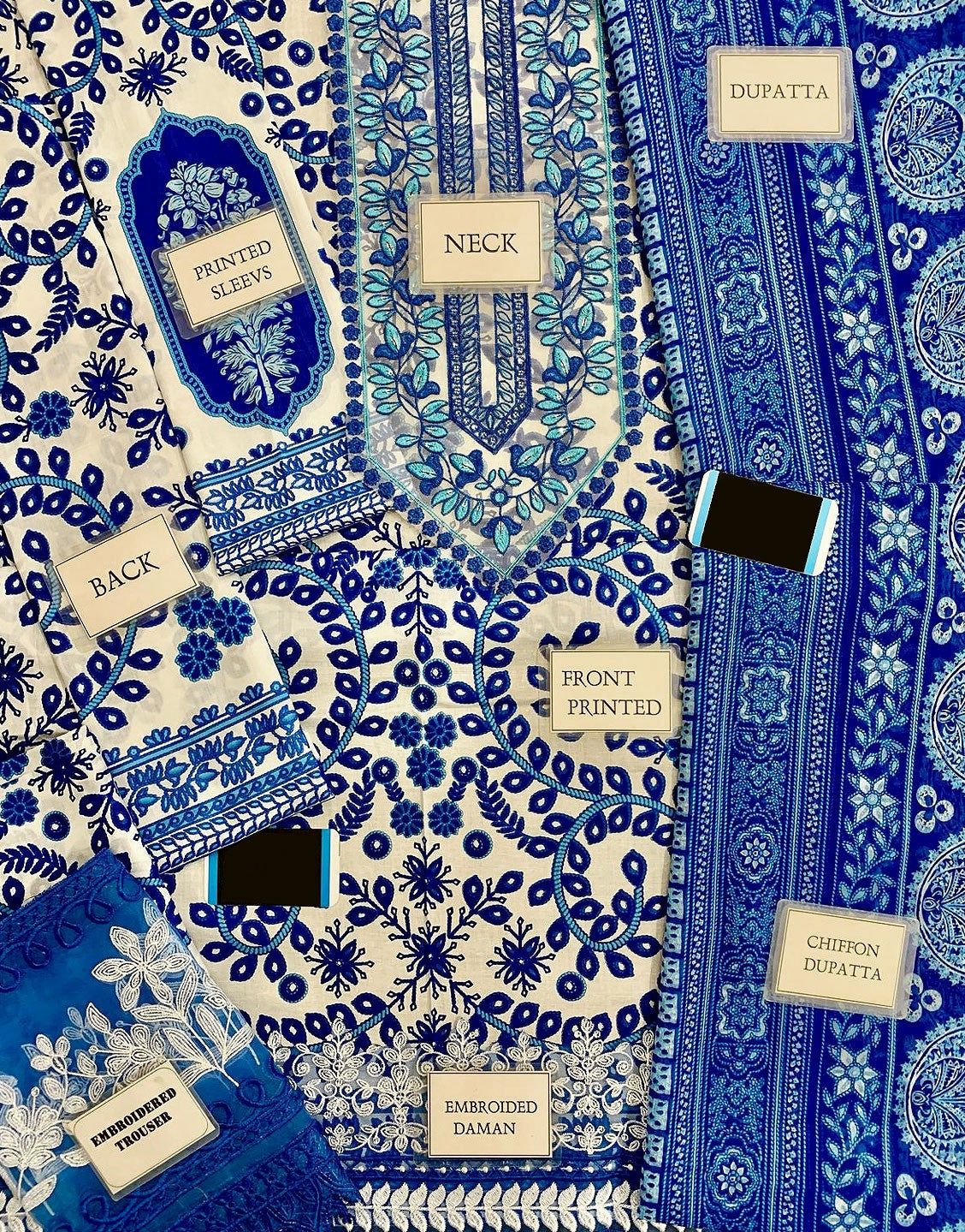 All-Over Print Embroidered Lawn Suit with Chiffon Dupatta
